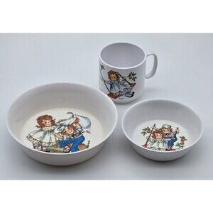 Vintage Raggedy Ann Andy Childs Dish Set 1 Cup 2‎ Bowls 1969 Oneida